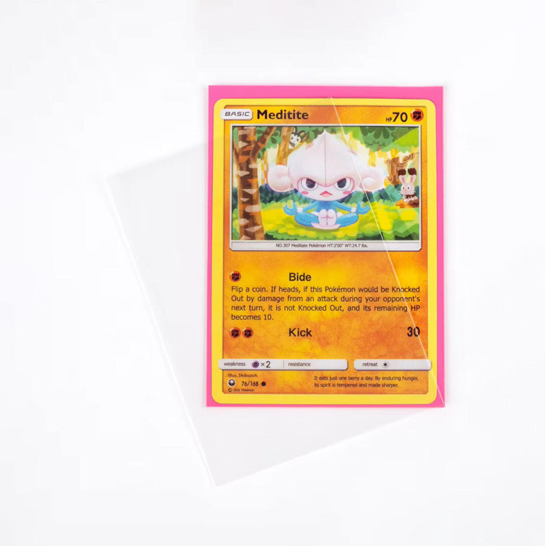 Pokémon trading card featuring penny sleeves being used
